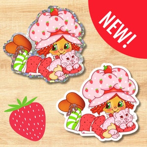 Strawberry Sticker, Vinyl Sticker, Water Bottle Sticker, Laptop Sticker, Cute Sticker, 80s Sticker, 80s Fan Art, Strawberry Art, Shortcake