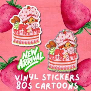 Strawberry Sticker, Vinyl Sticker, Water Bottle Sticker, Laptop Sticker, Cute Sticker, 80s Sticker, 80s Fan Art, Shortcake Sticker
