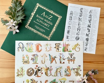 British Wildlife Animal Alphabet Poster | Children's Colourful Alphabet Print | Animal Alphabet Print | Colourful Nursery