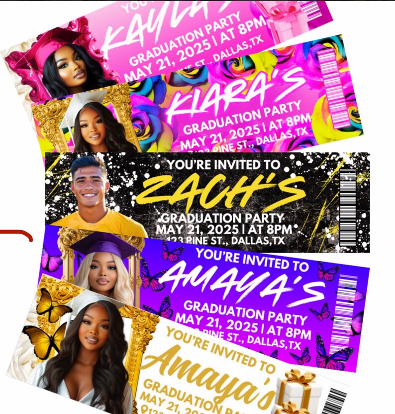 Diy-grad Ticket Template - Etsy