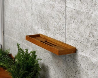 Teak Floating Shower Shelf