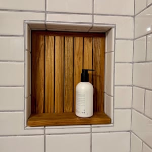Custom Teak Shower Niche Shelf. Read Item Description
