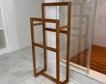 Teak Shower Towel Rack