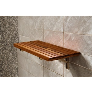 Banco de ducha plegable de teca / Asiento plegable de pared, muebles de baño tipo spa