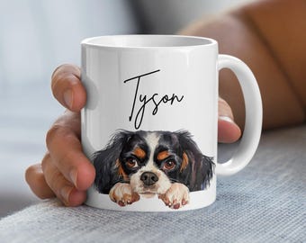 Custom Pet Mug: Watercolor Peeking Dog, Personalized Coffee Mug