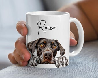 Custom German Shorthair Pointer Mug: Personalized Watercolor Pet Portrait