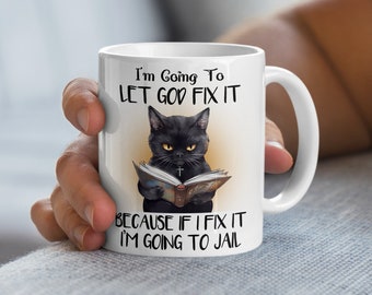 Funny Black Cat Coffee Mug: Sarcastic Animal Lover Gift