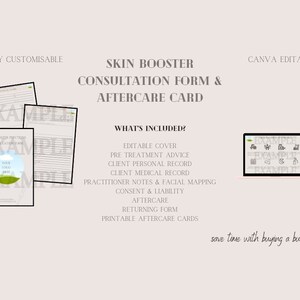 Skin Booster Consultation Form and Aftercare Cards