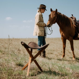 Polo Leather Folding Tripod Stool: Safari Camp Seat