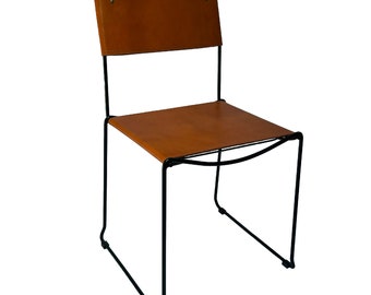 Set of 2 Palermo Leather Dining Chairs: Handmade Argentine Iron Frame