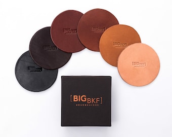 Leather samples that can be used as coasters - Big BKF Leather chairs