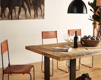 Pampa Leather Dining Chair: Vegetable Tanned Leather, 7-Spring Seat