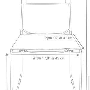 May include: Line drawing of a chair with measurements in inches and centimeters. The chair is 36.2 inches or 92 centimeters tall, 16 inches or 41 centimeters deep, and 17.8 inches or 45 centimeters wide. The height from the floor to the base of the chair is 19.3 inches or 49 centimeters.