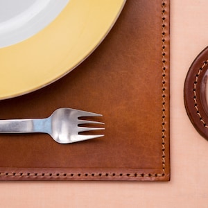 Premium leather placemat for dining table, coffee & restaurant. 12x18&quot; Dining Table Mats  Handmade in Buenos Aires