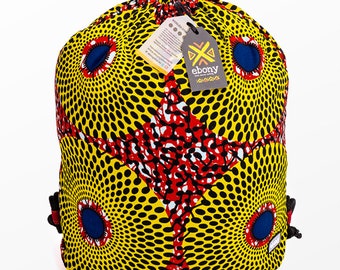 EBONY Genuine African Cotton Gym Bag Backpack Daily Bag Handmade Back to School