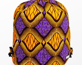 EBONY Genuine African Cotton Gym Bag Backpack Daily Bag Handmade Back to School