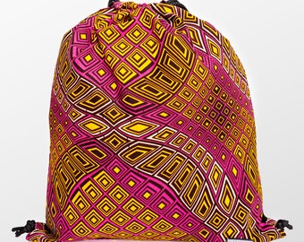 EBONY Genuine African Cotton Gym Bag Backpack Daily Bag Handmade Back to School