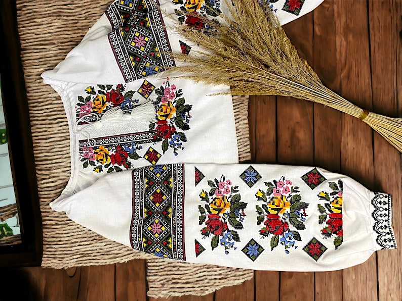 Ukrainian Dress Vyshyvanka Shirt Embroidered Blouse Cotton, Gift fro woman