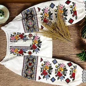 Ukrainian Dress Vyshyvanka Shirt Embroidered Blouse Cotton, Gift fro woman