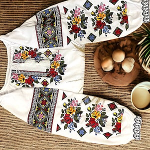 Ukrainian Dress Vyshyvanka Shirt Embroidered Blouse Cotton, Gift fro woman