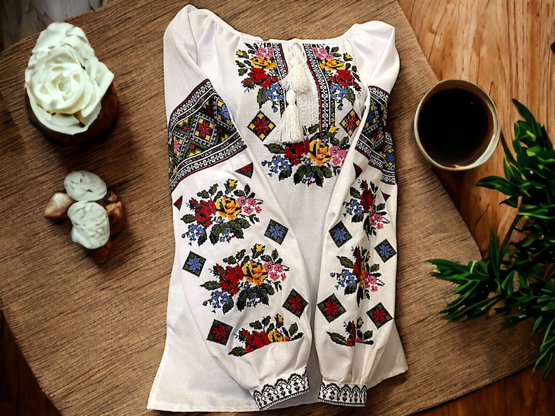 Ukrainian Dress Vyshyvanka Shirt Embroidered Blouse Cotton, Gift fro woman