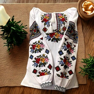 Ukrainian Dress Vyshyvanka Shirt Embroidered Blouse Cotton, Gift fro woman