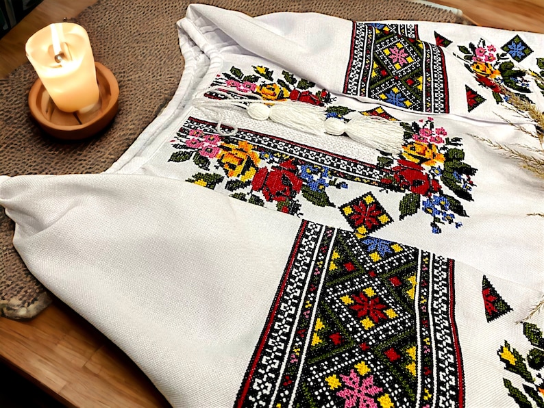 Ukrainian Dress Vyshyvanka Shirt Embroidered Blouse Cotton, Gift fro woman