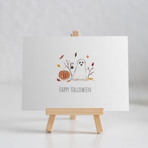 Happy Halloween - süße Karte mit Geist und Kürbis für Halloween
