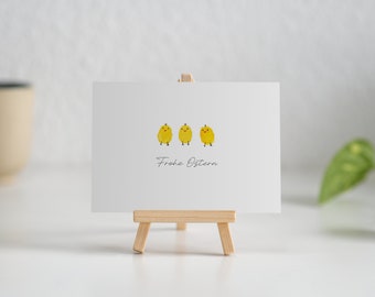 Easter card - three cute chicks in postcard format