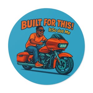 Road Glide Biker Vinyl Sticker | Built For This Motorcycle Decal | Round Waterproof Harley Rider Sticker | ItSo dot Me Art