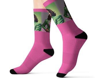 Kamala Harris AKA Pink Sublimation Socks, Kamala Sock, Harris Walz, We Wont Go Back, Freedom, We Fight We Win, President, Election