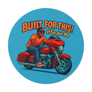 Street Glide Biker Vinyl Sticker | Built For This Motorcycle Decal | Round Waterproof Harley Rider Sticker | ItSo dot Me Art