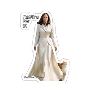 Kamala Harris Statue of Liberty Fighting For U Kiss-Cut Sticker, Freedom, Vote, Voting, Walz, Democrat, Rights, Harris, Election, President