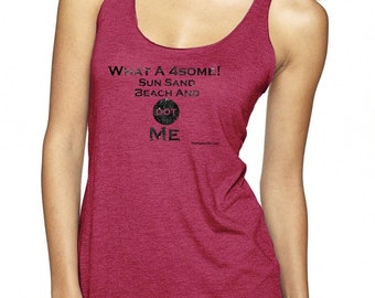 What A 4some!  Sun Sand Beach And dot Me - Women Tank - Block