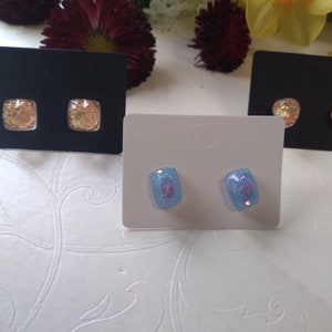 stud earrings made of Epoxy Resin & Glitter image 2