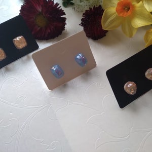 stud earrings made of Epoxy Resin & Glitter image 1