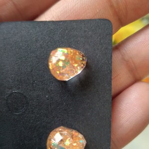 stud earrings made of Epoxy Resin & Glitter image 5