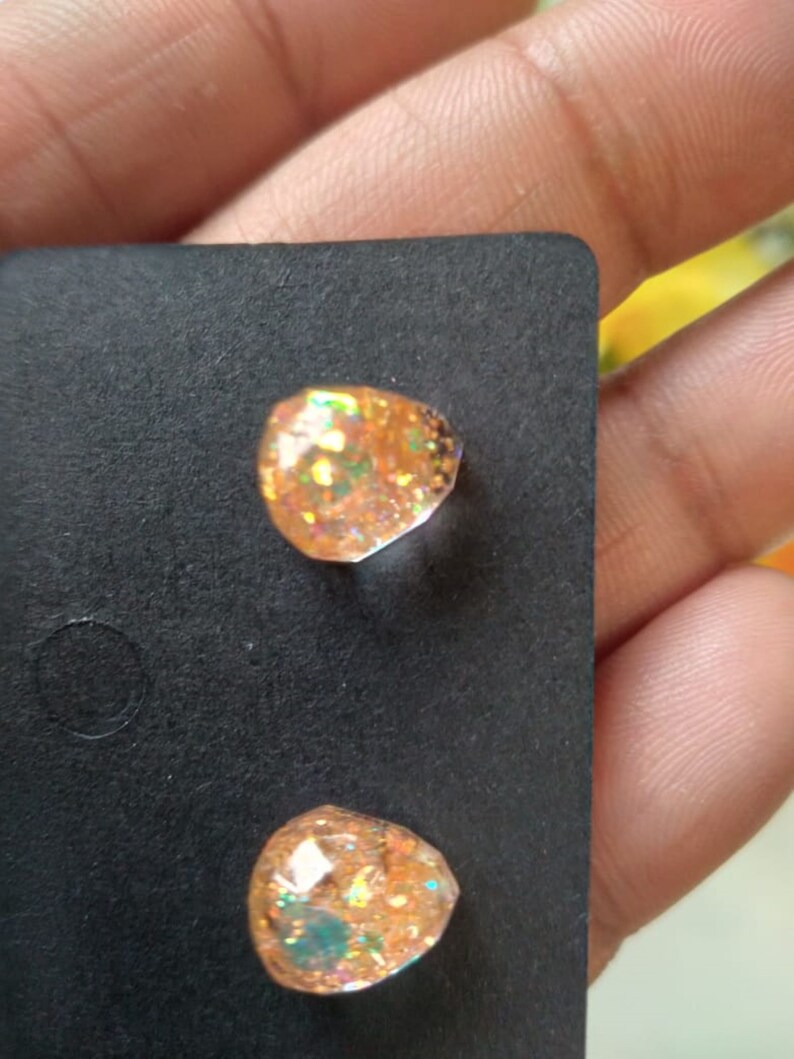 stud earrings made of Epoxy Resin & Glitter image 5