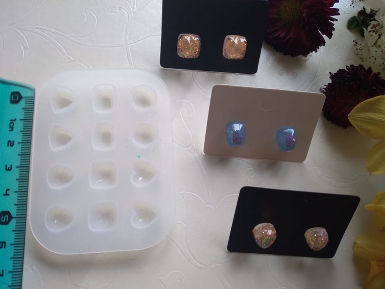 stud earrings made of Epoxy Resin & Glitter image 7