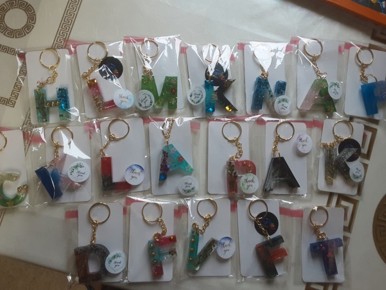 Customizable initial letter resin keychain image 3