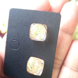 stud earrings made of Epoxy Resin & Glitter image 3