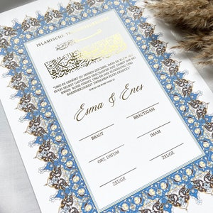 Nikkah Zertifikat/ Dini Nikah Belgesi/ Islamische Eheurkunde/ Islamische Trauungsurkunde