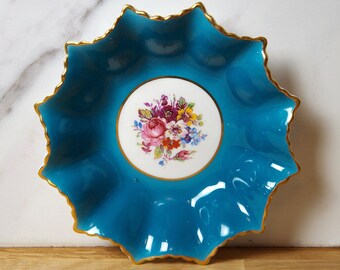 Vintage Bone China Turquoise 1930s Trinket Ring Dish by Aynsley - Etsy