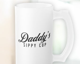Father&#39;s Day Gift Frosted Glass Beer Mug, Daddy&#39;s Sippy Cup Beer Stein, Perfect I Love You Dad Husband Gift From Kids Wife