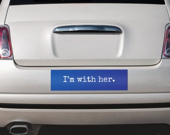 Kamala Harris I&#39;m with Her Bumper Sticker, 2024 Election Car Decal Presidential Vote Democratic Blue Voter Car Sticker, Women&#39;s Rights Elect
