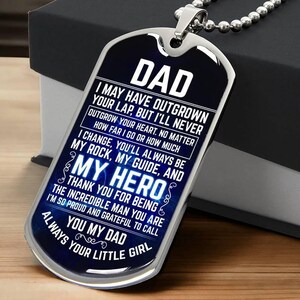 Custom To My Dad Engraved Dog Tag Necklace from Daughter, Hero Dad Gift Military Chain Personalized Necklace Custom Engraving Dog Tag Him