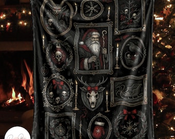 Krampus Christmas Blanket: Gothmas Gothic Holiday Throw (Velveteen, Sherpa, Woven)