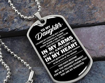 Personalized Daughter Dog Tag Necklace - Engraved Military Style