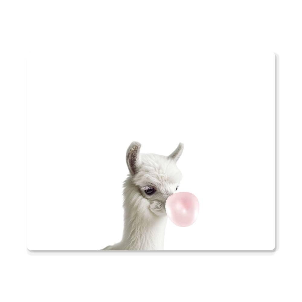 Baby Llama Blowing Bubblegum, Cute Llama Nursery Metal Wall Art, Child ...