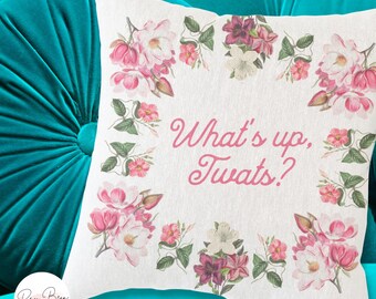 Woven Throw Pillow: Sassy Floral Humor - Soft Cotton Blend